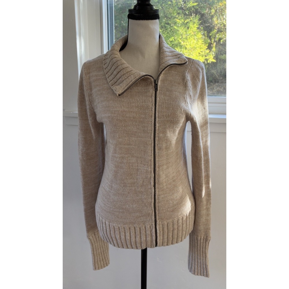 Victoria's Secret Sweater Ivory Women Sz Small Zip Mock Neck